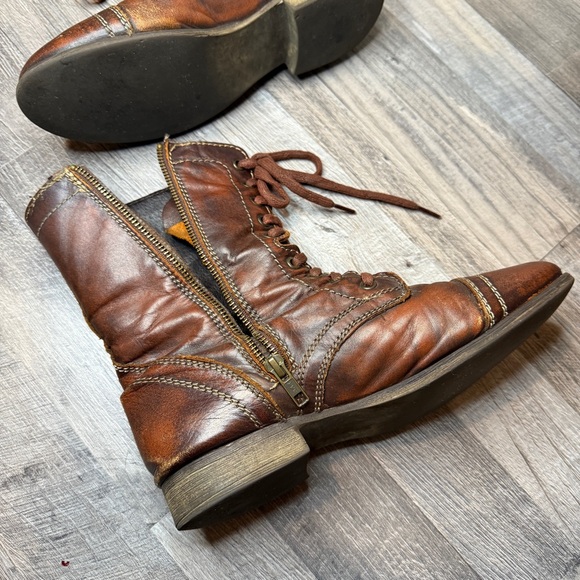 Steve Madden Leather Brown Combat Boots - Picture 11 of 12